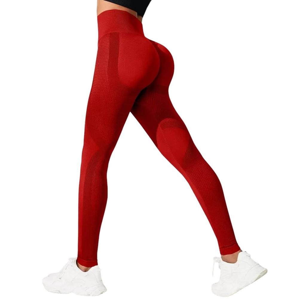 Colanti Sport Eleganti High Waist Push-Up Effect Red L Shapewear Leggings
