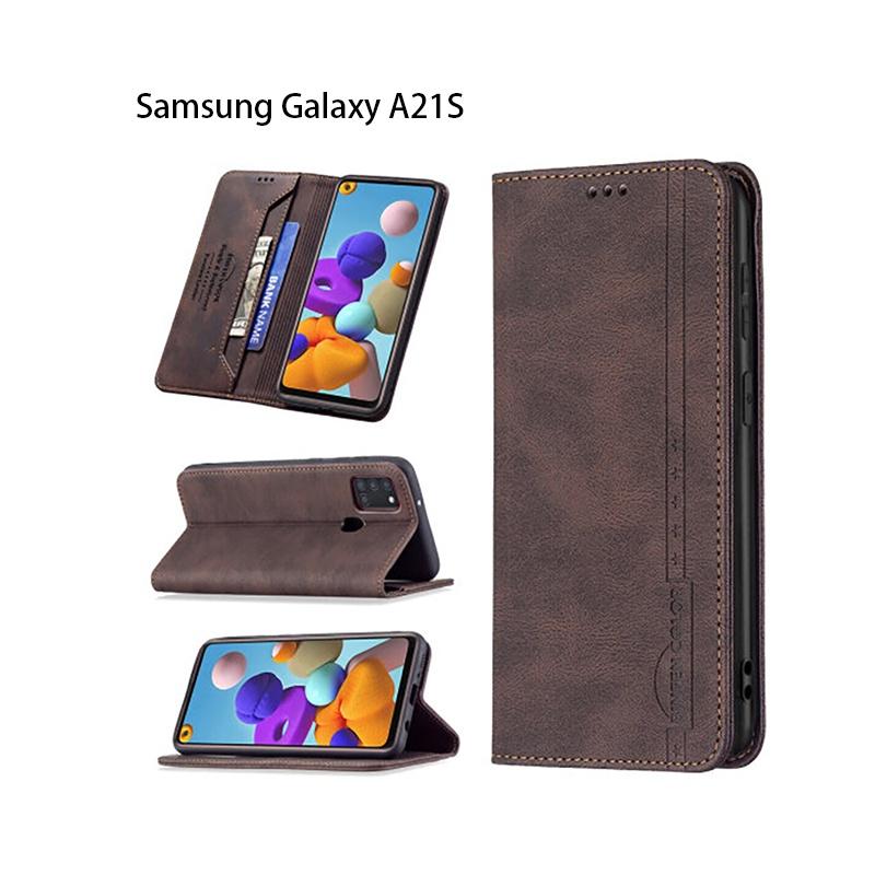 

Magnetic Closure Pu Leather Flip Case For Samsung A21s Vintage Style Handcrafted Design