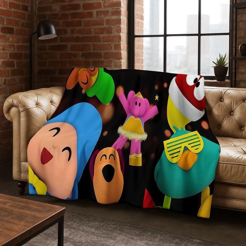 P-Pocoyo Elly Pato Cartoon Flanelldecke Weiche Warme Überwurfdecke für Bett Schlafzimmer Zimmer Wohnzimmer Reise Picknick Kindergeschenk
