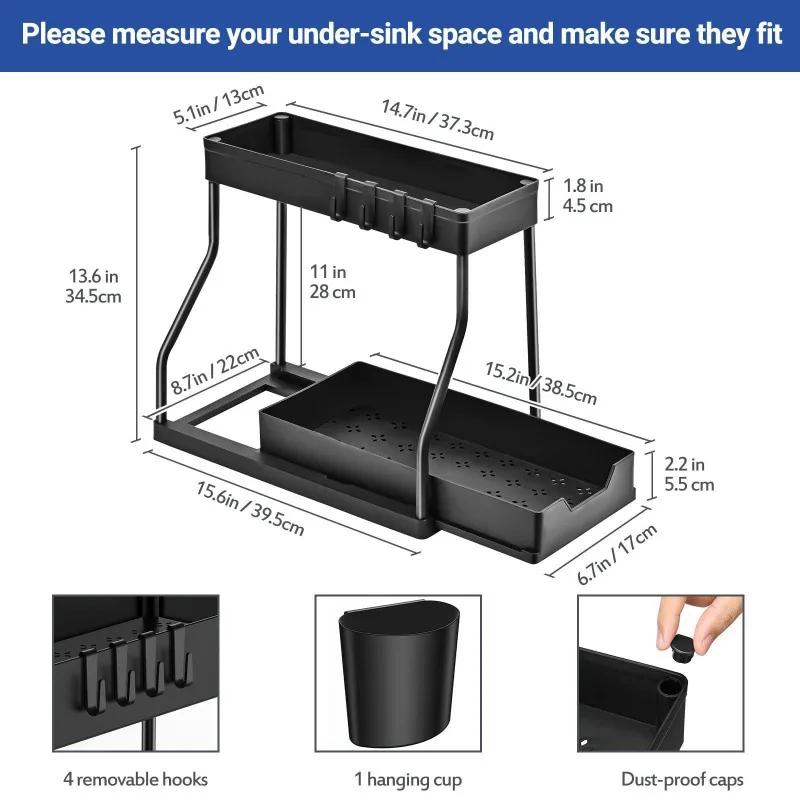 New Temu Amazon Pull-out Storage Rack Kitchen Bathroom Sink Storage Rack Storage Rack