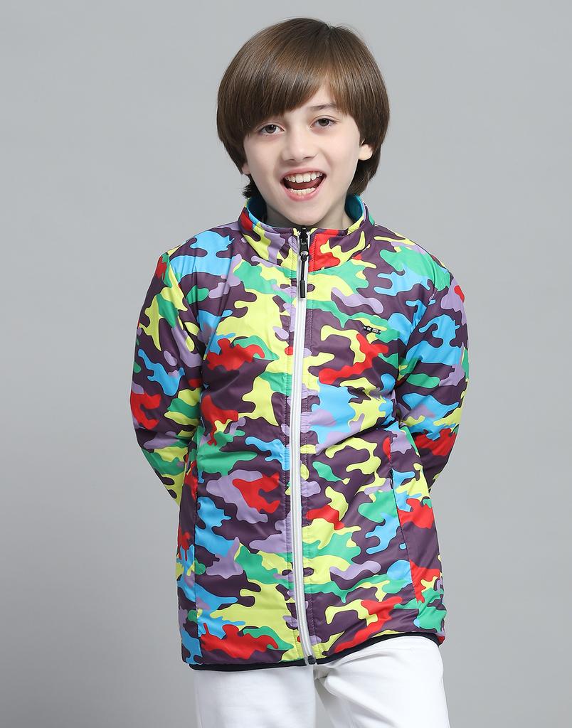 Monte Carlo Boys Solid Blue Mock Neck Full Sleeve Jacket