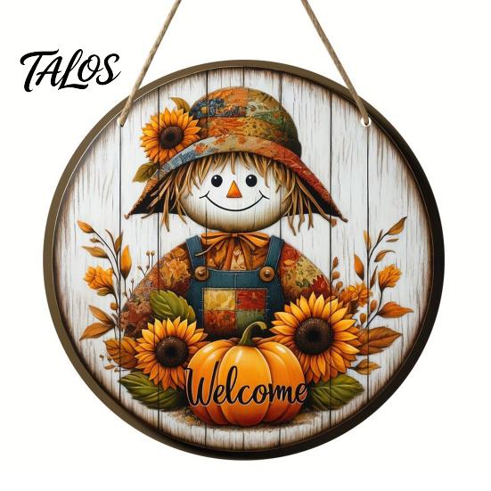 Harvest Festival Party Supplies Welcome Sign for Front Door, Rustic Wooden Hanging Pumpkin Art Entryway with Hemp Rope, Autumn Plaque Fall Porch