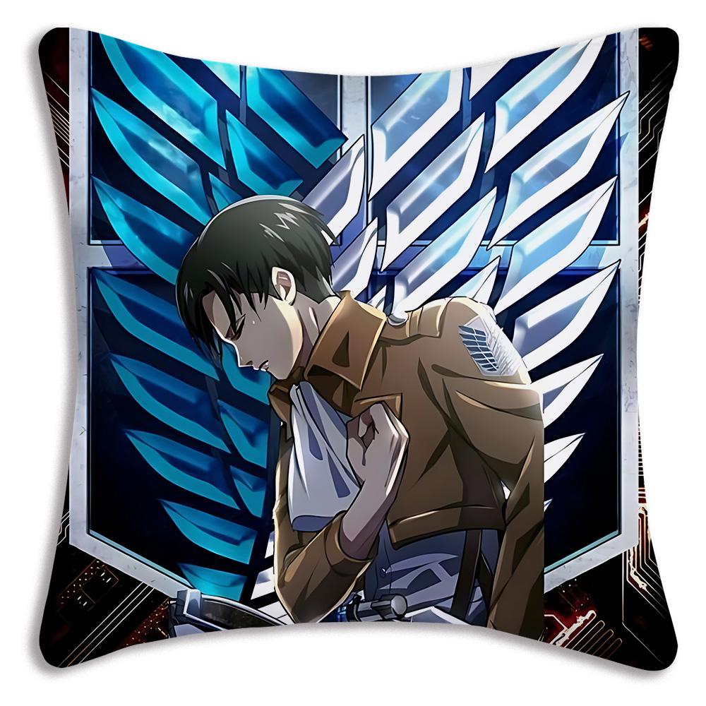 Anime Attacks on Titan Pillow Covers Cartoon Sofa Decorative Home Double-sided Printing Short Plush Cute Cushion Cover