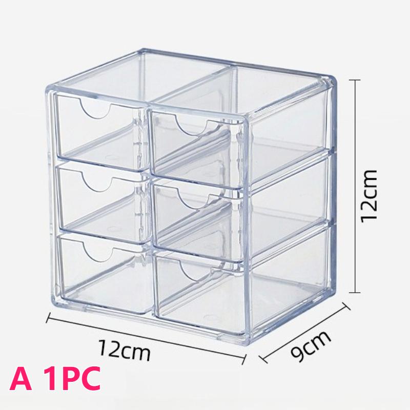 

1/2pc Transparent Acrylic Storage Box 6-Grid Drawer Cosmetic Storage Rack Lipstick Storage Display Cabinet Jewelry Organizer Box