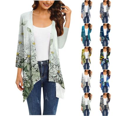 Damen-Cardigan mit unregelmäßigen Dreiviertelärmeln und Taschenjacke