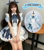 [KALAOK] Maid Outfit with Petticoat 5-Piece Set Lolita Dress Apron Maid Cafe School Festival Event Blue M