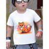 European sizes Boys' T-Shirt with Cute Fox Print - Soft Breathable ' Summer Top, White Short Sleeve Round Neck Casual Shirt for & Little Boys