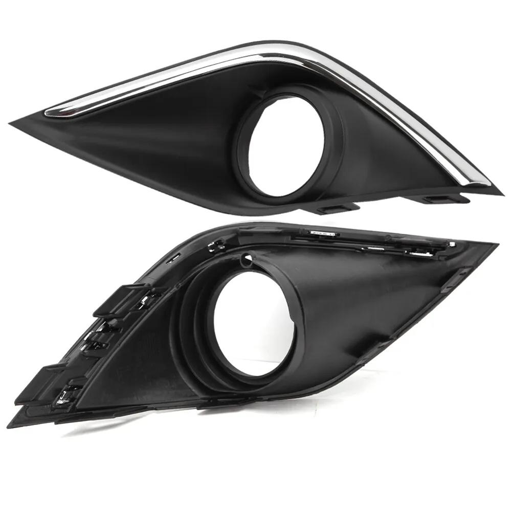 Fog Light Cover Front Bumper Pair Black Chrome Fog Light Lamp Frame Cover