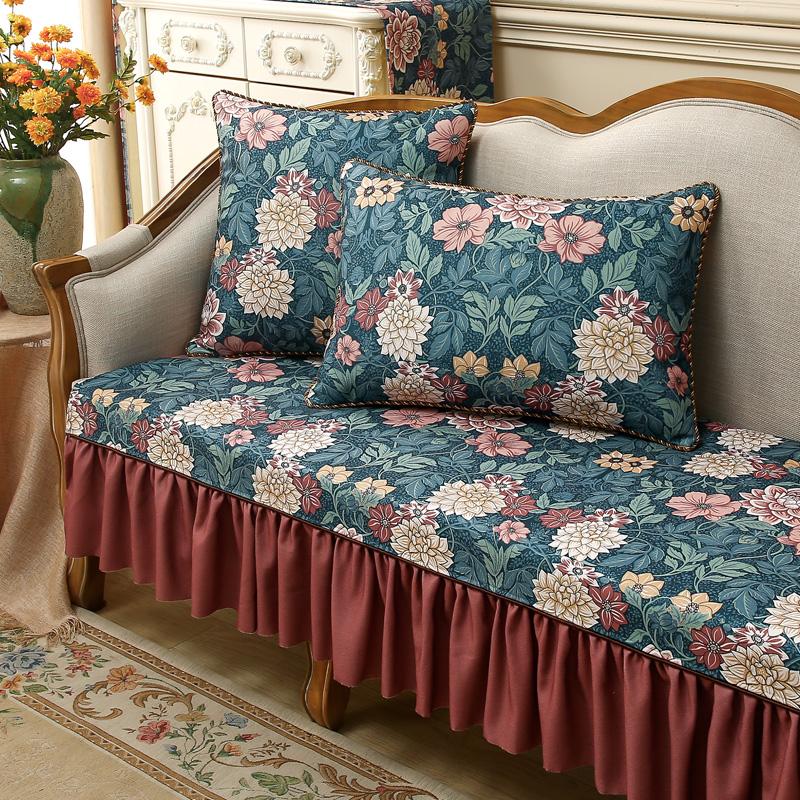 Heimdeko Weiches Sofakissen Retro Luxus Wohnzimmer Pastoraldruck Sofabezug Rutschfester Überwurf Möbelschutzbezug
