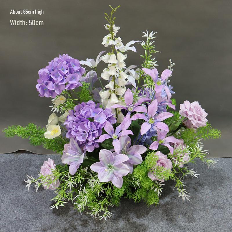 Mori Style Silk Floral Aisle Decoration In Blue & Purple
