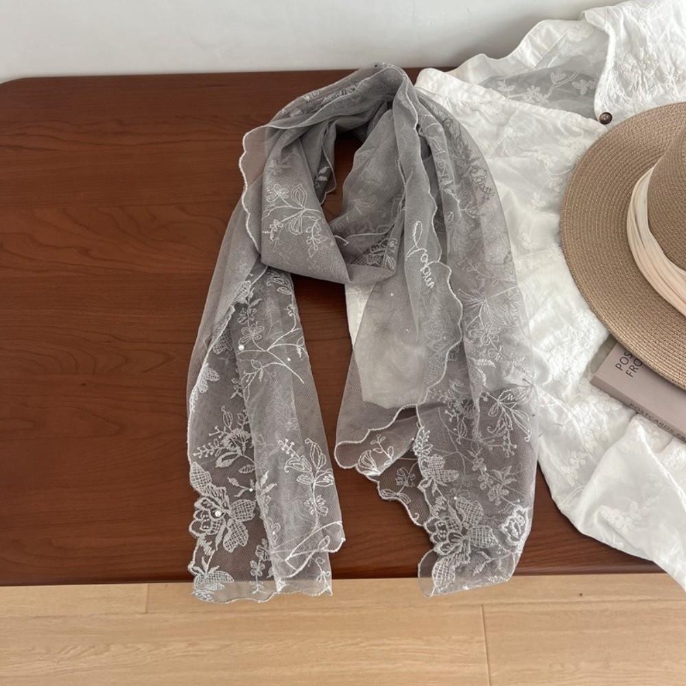 Korean Version Women's Lace Scarf Retro Female Headscarf Versatile Sunscreen Shawl