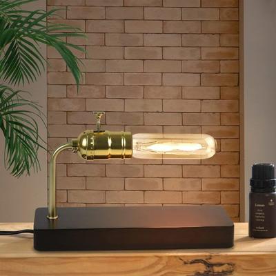 NETTLIFE Table Lamp, Wooden Base, with Switch, Retro Style, Steampunk Style Aged Metal (bulb Not Included)