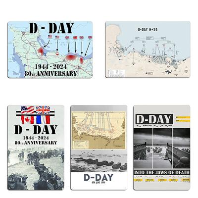 D-Day 1944 Strände der Normandie Reiseplakat Metallschild Küche Vintage Club Party Wanddeko Charakter Blechschild Poster