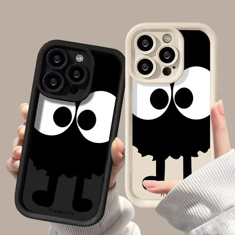 Cartoon Big Eyes Phone Case For iPhone 15 14 11 12 13 Pro Max X XR XS Max 7 8 14 15 Plus SE2020 Luxury Matte Soft Silicone Cover