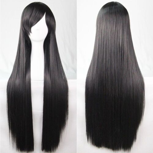 Women 80cm Long Straight Wigs Fashion Cosplay Costume Anime Hair Party Full Wigs
