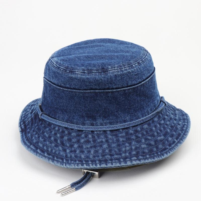 

Женская джинсовая шляпа-ведро с ремешком на подбородке - повседневная защита от солнца, складная рыболовная кепка one size темно-синий