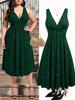 Vestido Elegante de Mujer Talla Grande con Escote en V, Brillo y Pliegues, Colección Primavera/Otoño 2026