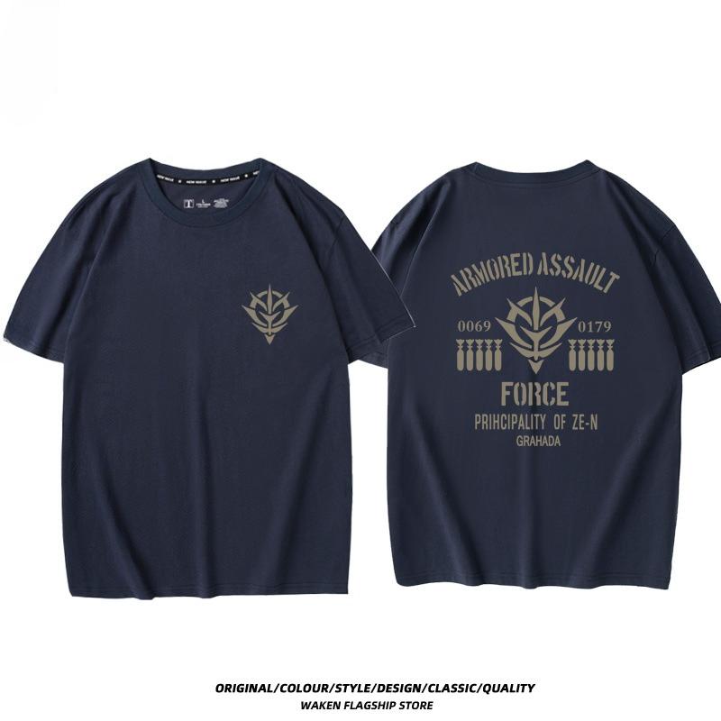 Mobile Suit Gundam Anime Joint Peripheral Short Sleeve T-Shirt Men's and Women's Summer Cotton Loose Half Sleeve Top