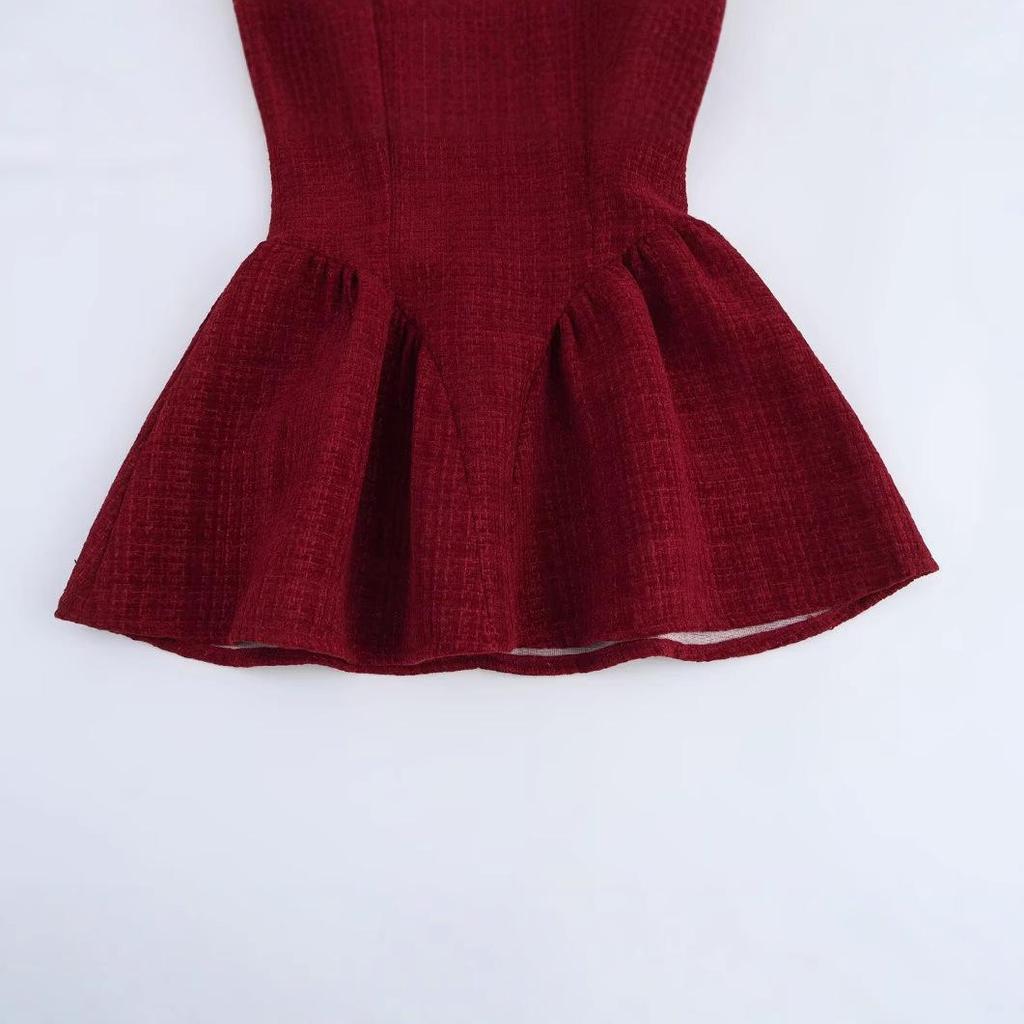 2025 Spring Women's European & American Tweed Backless Waist-Hugging Dress