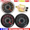 ZMFJH Retro 52MM Oil Pressure Gauge+Sensor 1/8NPT RED Yellow Light Pointer 0-10BAR Oil Press Meter for Marine Boat Car 12V24V