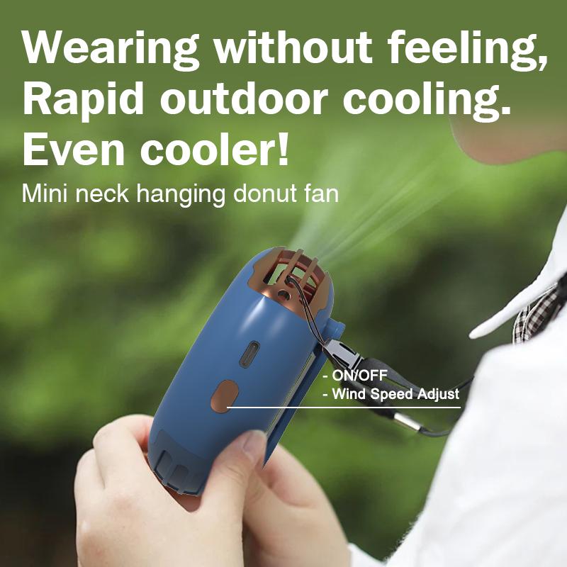 Fashion Portable Bladeless Donut Shape Hanging Neck Fan MINI USB Charging Mute Sports Handheld Neck Fan For Outdoor Sport Travel