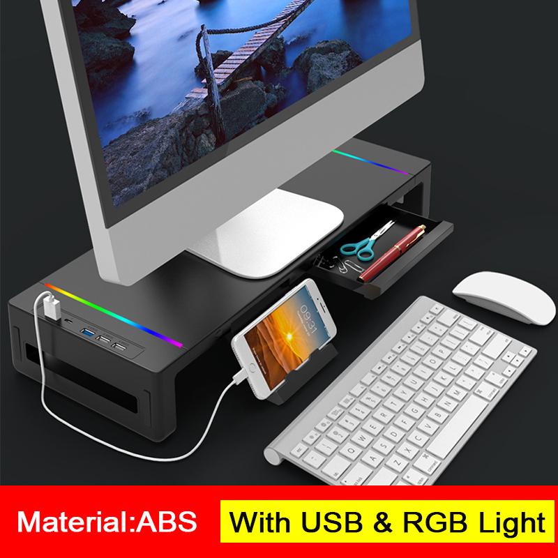 Monitor Stand Riser with USB 3.0 Multifunctional Foldable Height Adjustable Computer Stand Desk Shelf Riser for Desktops Laptops