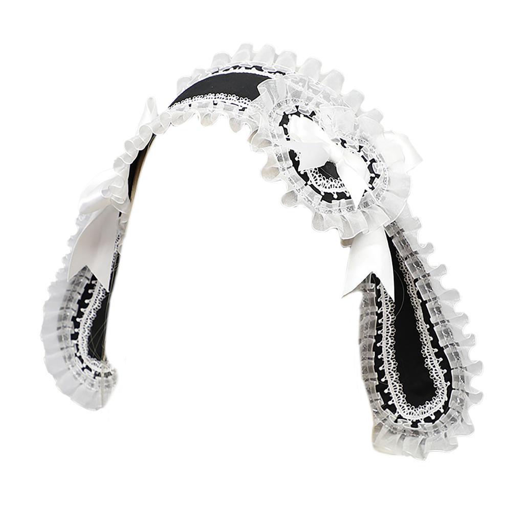 Liebliches Hasenohren-Haarband Anime-Kostüm-Haarband für Frauen Mädchen Party Kopfwickel Y2K Halloween Spitze Schleife Breites Haarband