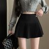 Syvent Black Pleated Mini Mini Solid High Sizes 12F001 Skirt, A-Line, Length, Color, Waist, Cute, Casual, S, M, L, XL, Women's, Spring, Summer,