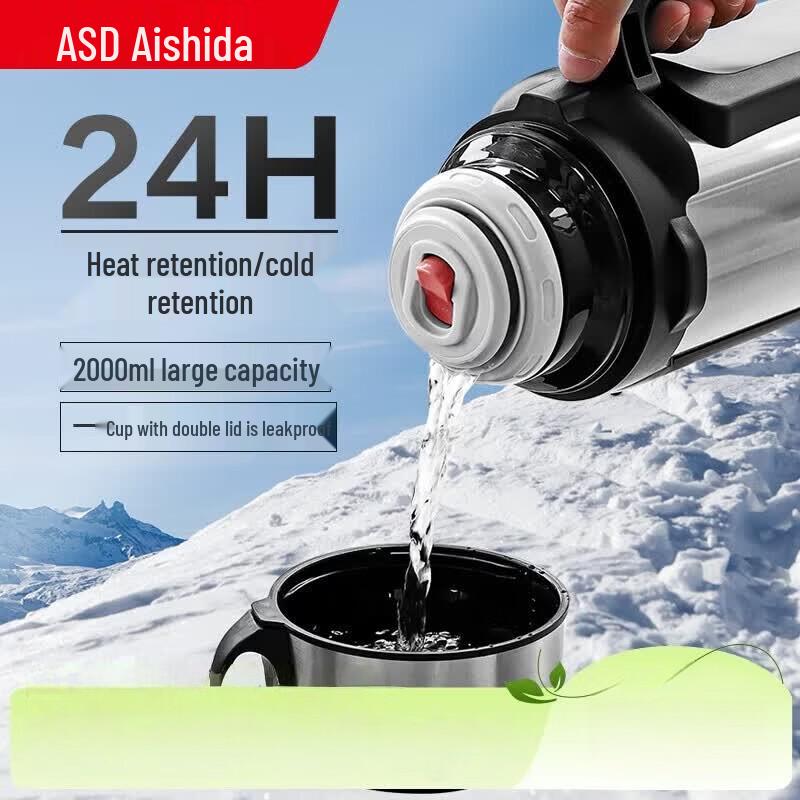 ASD 304 Stainless Steel Double Wall Vacuum Insulated Travel Kettle