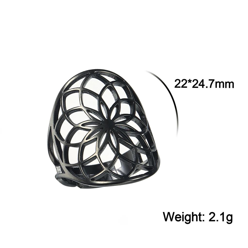 Flower of Life Ring Stainless Steel Sacred Geometry Archangel Metatron Ring Adjustable Amulet Jewelry Gift Wholesale