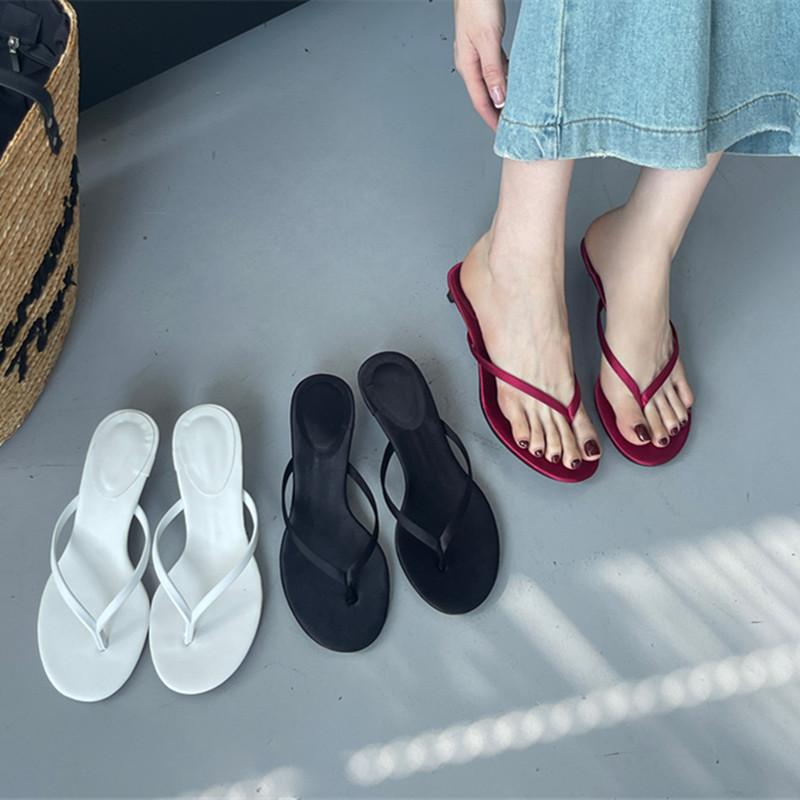 Bailamos Summer Thin High Heel Women Slipper Fashion Narrow Band Slip On Ladies Flip Flop Outdoor Dress Sandal Slides Shoes Muje