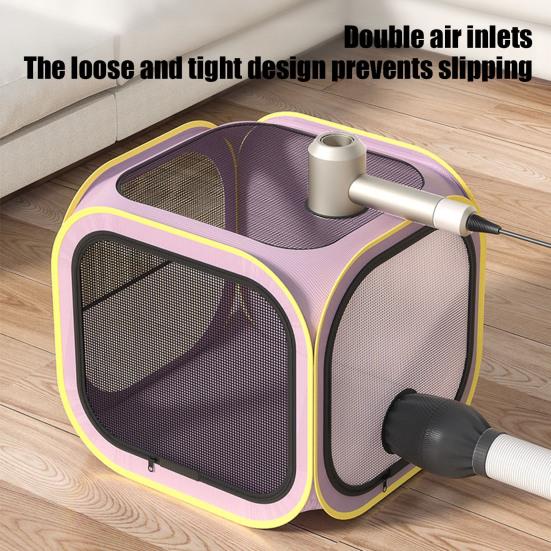 Pet Drying Box Waterproof Anti-Hair Flying Dog Cat Drying Room Portable Foldable Grooming House Hair Drying Crate Cage for Small Medium Dogs Cats