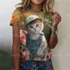 Summer Fashion Women's T-Shirts 3d Cute Cat Print Harajuku T-Shirt Short Sleeve Casual Kawaii Girls Tee Oversized Woman Clothing