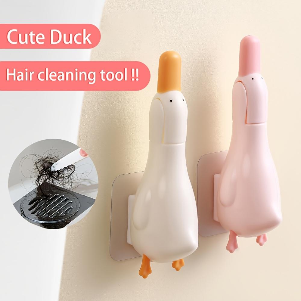 Cute Duck-Shaped Hair Cleaning Tool Reusable Plastic,Ideal for Bathroom, Kitchen, Patio Sinks Durable Hair Remover Bathroom Hair Remover Duck Decor