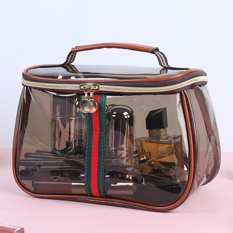 Transparent Large Capacity Waterproof PVC Makeup Bag Portable Toiletry Bag Luxury Sensation Handheld Cosmetic Bag
