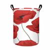 1pc, Red Flower Laundry Basket, Large Watercolor Print Collapsible Storage Bin, Organizer Basket with Handles for Clothes, Towels, Bedroom, Bathroom, 