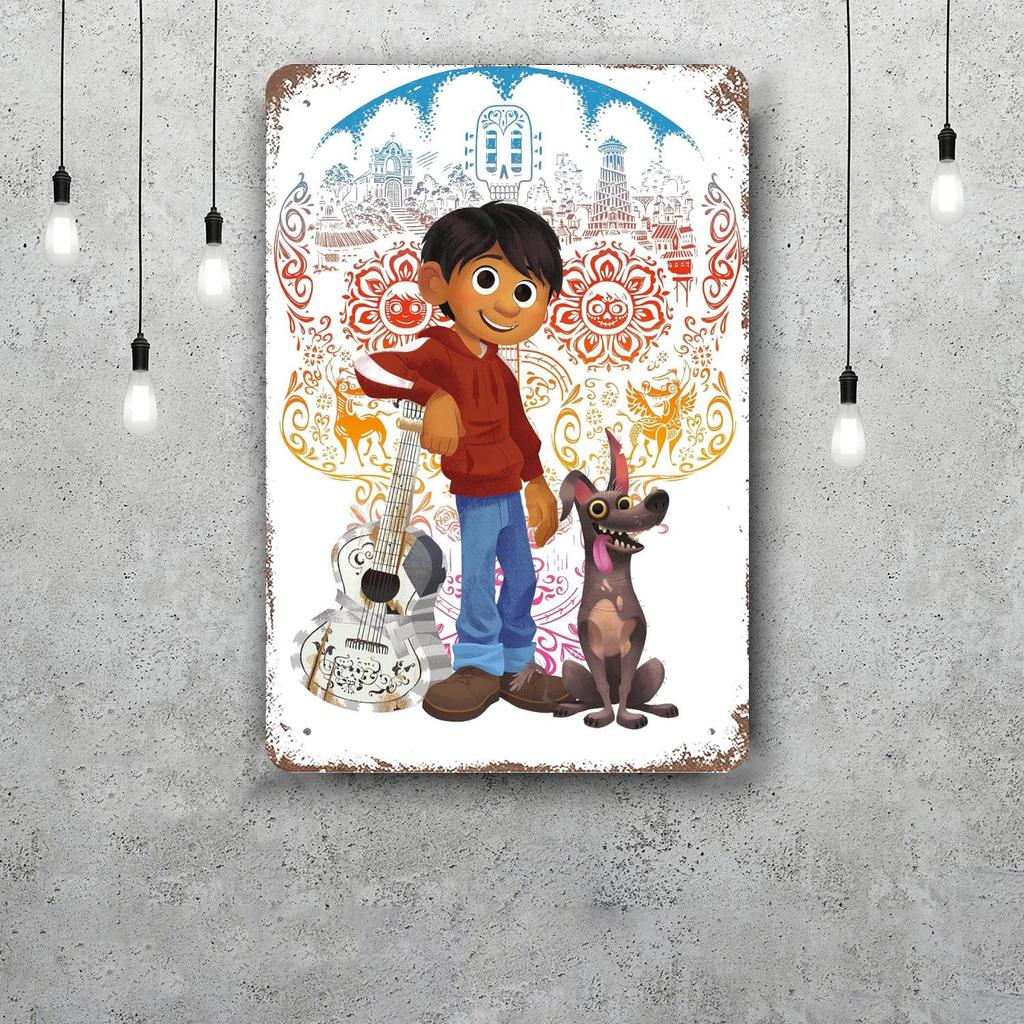 MINISO Coco Classic Poster Rusty Metal Plaque Retro Decorative Plate Bar Man Cave Garage Club Metal Sign Wall Decoration