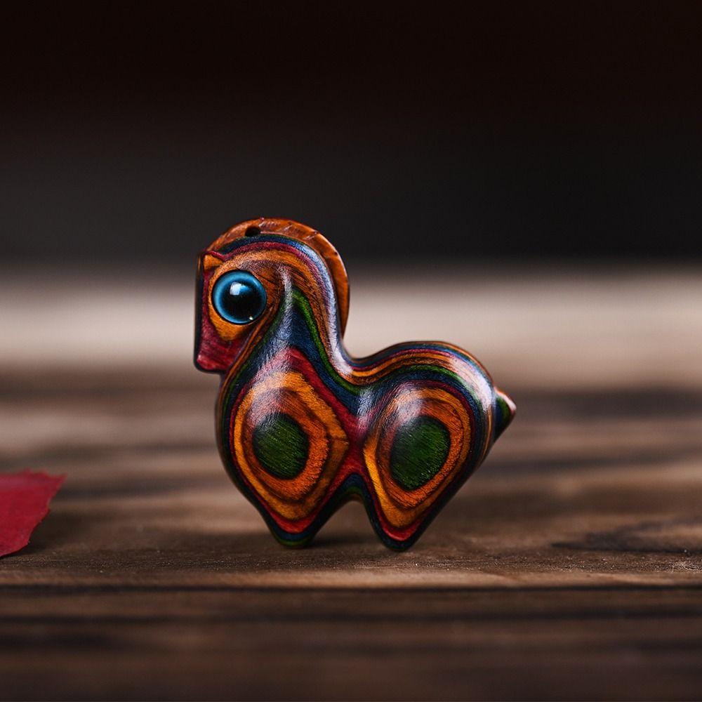 Hot Cute Colored Wooden Cat Ornaments Rainbow Wood Carving Rainbow Horse Ornaments Small Cat Model Ornaments Gift