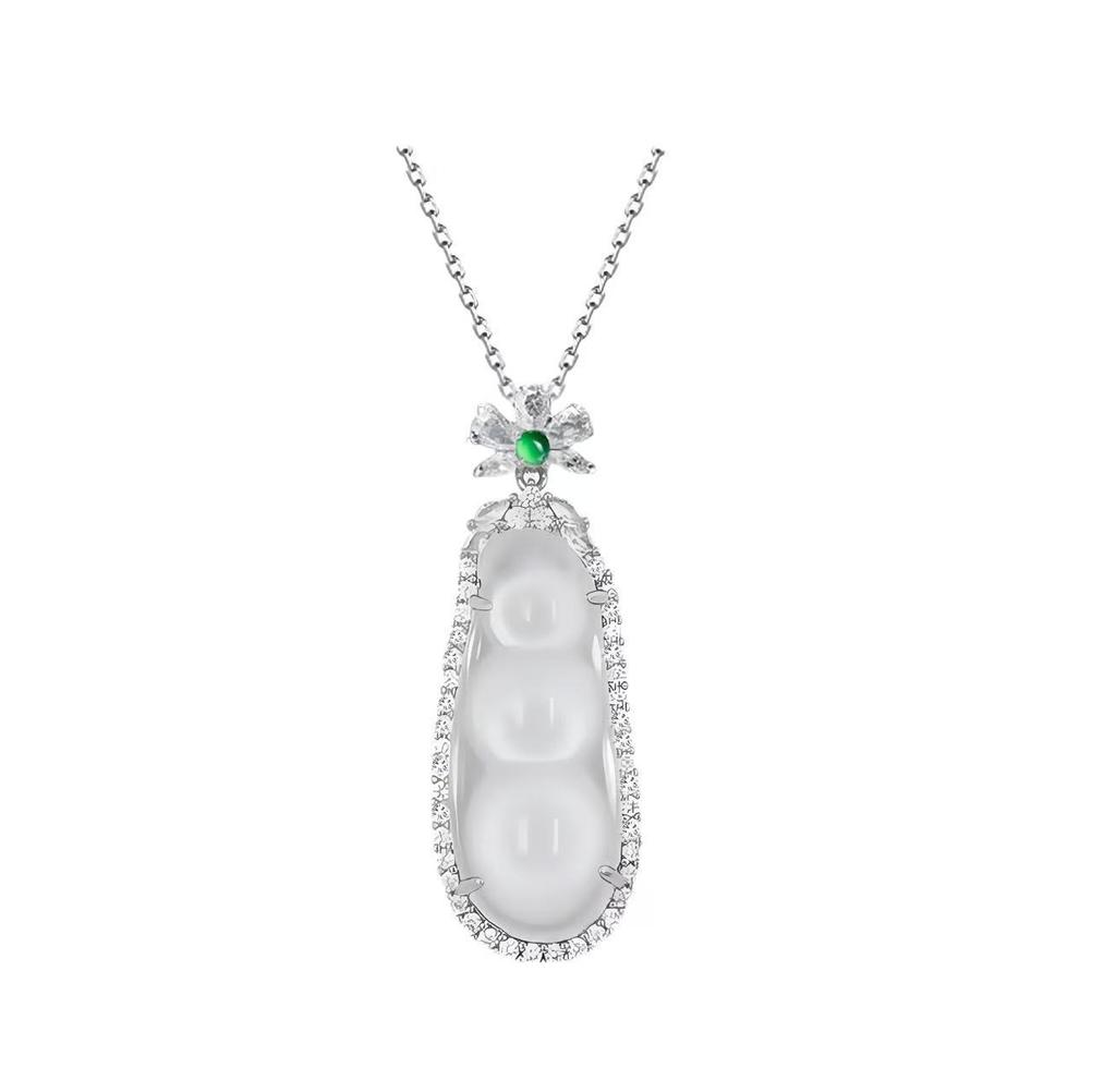 Musla Design Pure 925 Sterling Silver Pave Aaa Zircconia White Chalcedony Four Seasons Beans Necklaces For Women Fine Jewelry