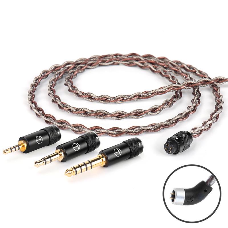 TRN Červený řetízkový vylepšovací kabel pro sluchátka, 4-vodičový měděno-stříbrný mix, Vyměnitelné audio konektory 2,5/3,5/4,4 mm