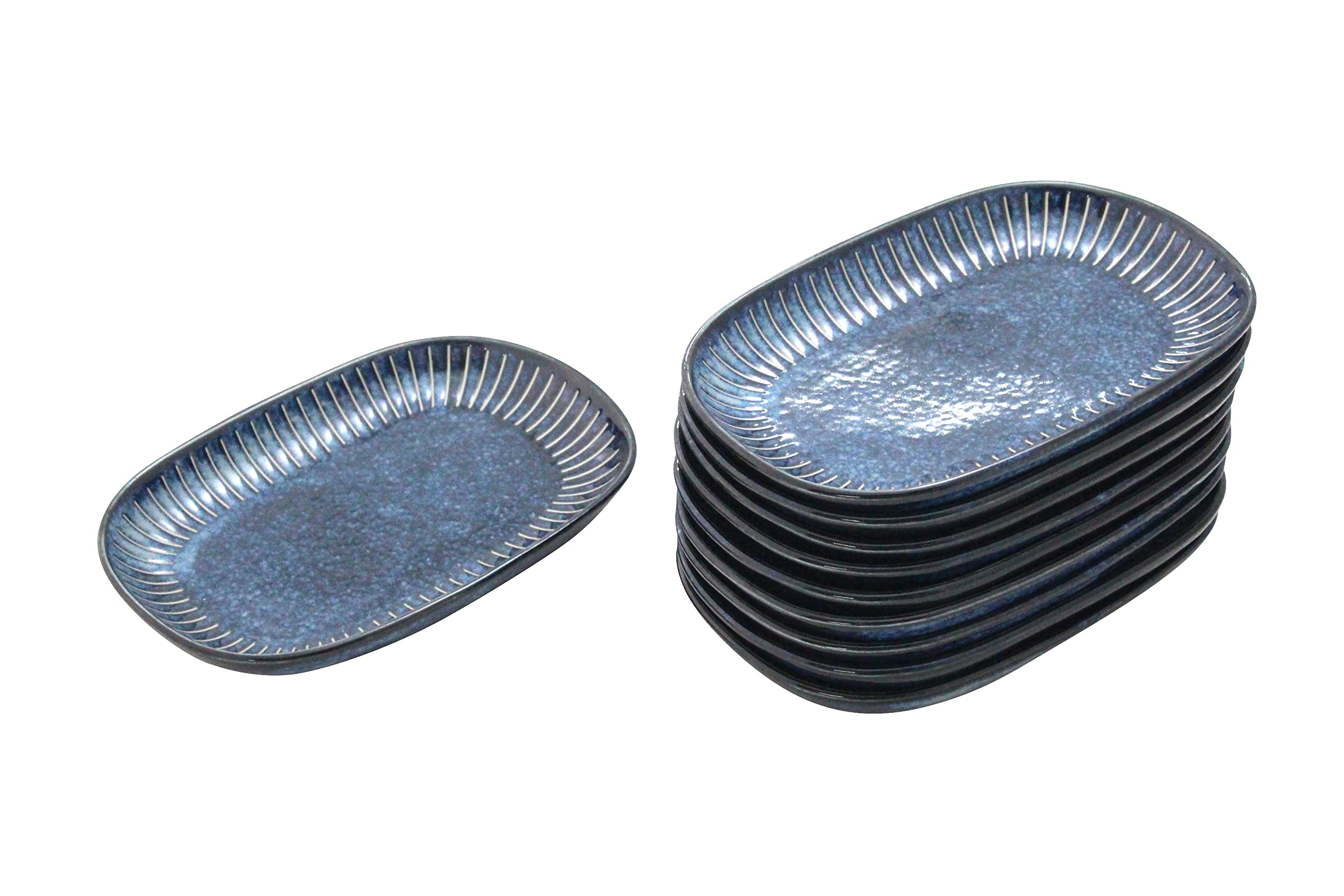

Castle Enterprise Old House Cafe Series: Casting Oval Plates, Kaihei Blue, Set of 10, Enhance Your Ingredients and Food