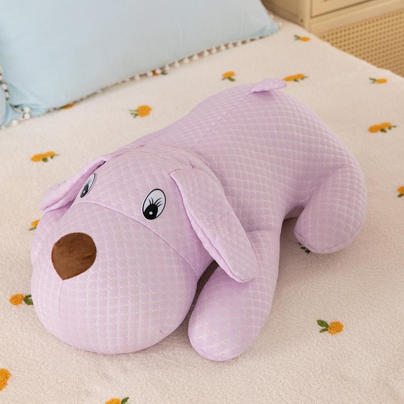 Summer Polar Bear Doll Lying On The Dog Ice Silk Pillow On The Bed Sleeping Long Strips of Legs Clamped Against Pillow Girl Sleeping