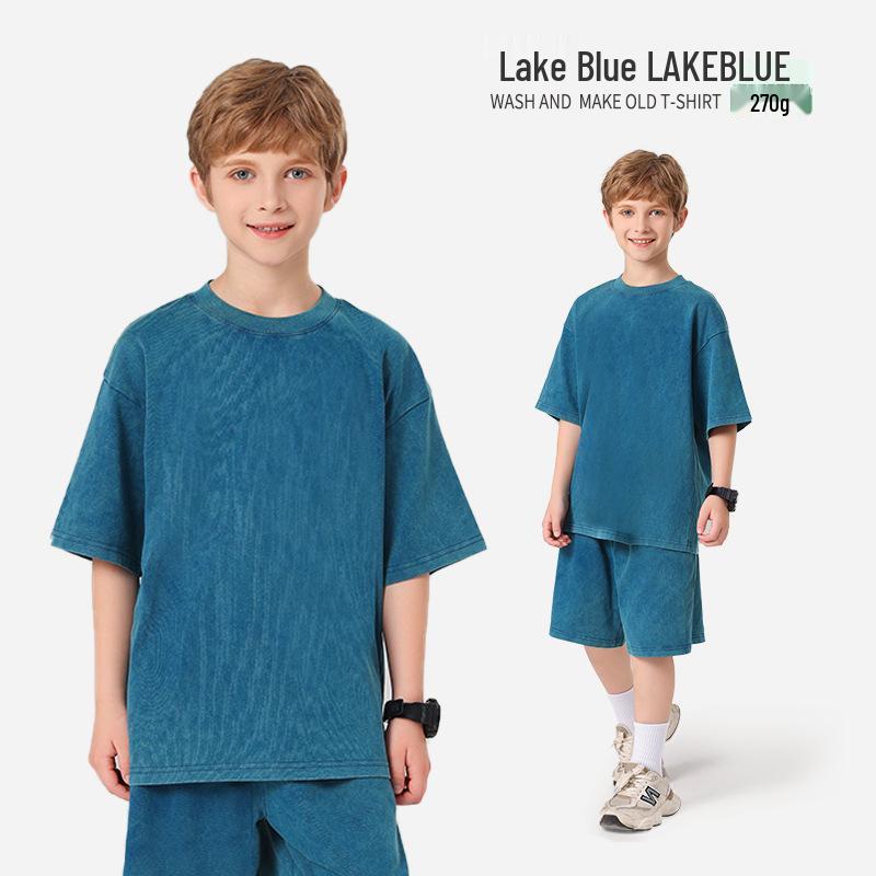 Pure Cotton Retro Short Sleeve Round Neck Loose T-Shirt for Children & Toddlers - Trendy Spring/Summer Kids' Clothing