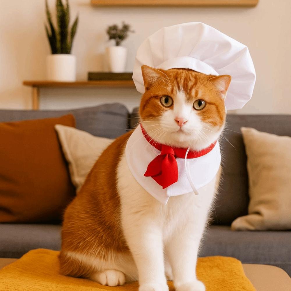 Creative Cute Pet Cooking King Hat Comfortable Adjustable Cat Transformation Dress Stylish Cat Cosplay Hat Pet Events