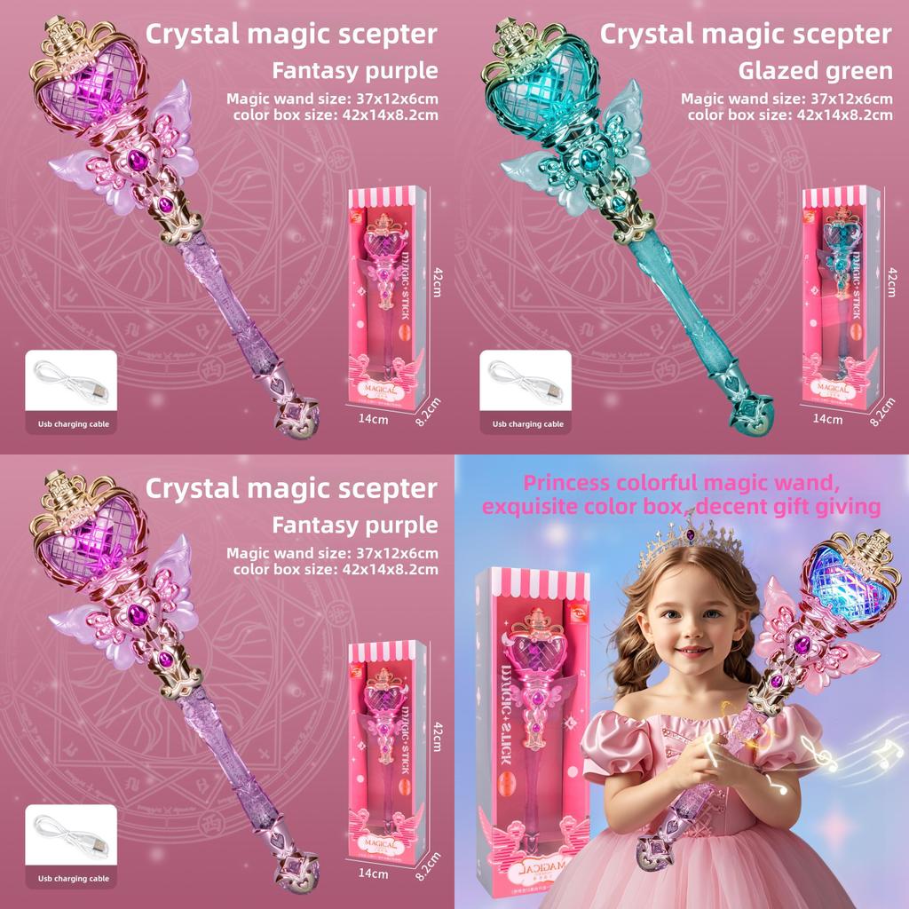 Girl Light Sound Crystal Magic Wand With Music And Flashing For Children Entertainment Play