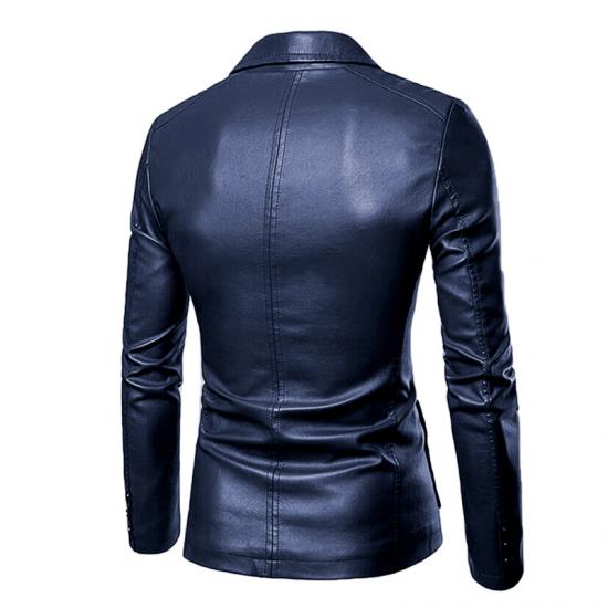 2024 Spring Autumn Fashion New Men's Lapel Leather Dress Suit Coat / Male Business Casual Pu Blazers Jacket