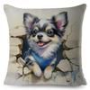 3D Crack Wall Lifelike Puppy Print Throw Pillow Cover Gentle Skin Touch Sofa Bedroom Household Decor Present