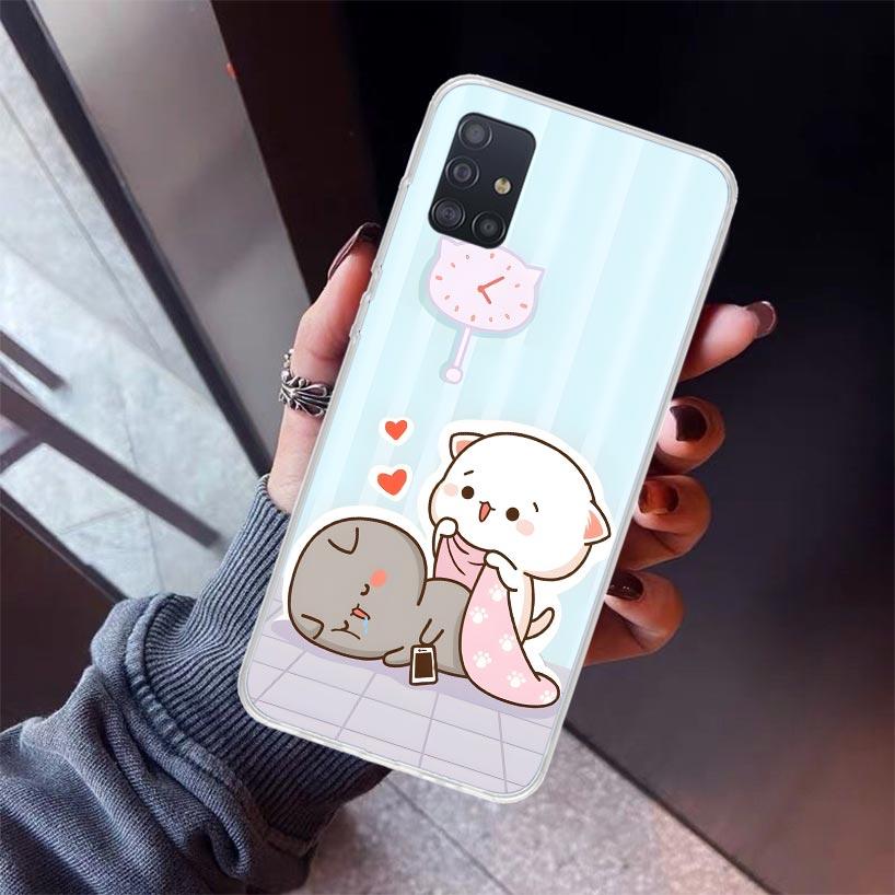 Cute Peach Goma Cat Phone Case For Samsung Galaxy A12 A52S A42 A32 A22 A51 A50 Note 20 Ultra 10 S10 Plus A71 A70 A31 A30 A10S Ga