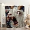 Spooky Goat Face 2D Flat Printed Blanket Soft and Skin Friendly For Couch Bed Napping Bedspread All Seasons Comforter