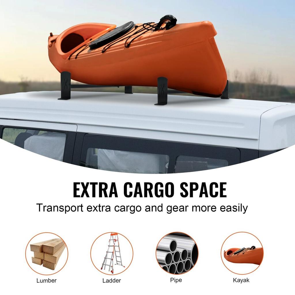 Dakdragersysteem voor bestelwagen, 2 stangen Dakdragers van gelegeerd staal, Draagvermogen 227 KG Dakdrager voor dakgoot, Verstelbare lengte 910-1460 mm, Compatibel met ladderdrager voor bestelwagen